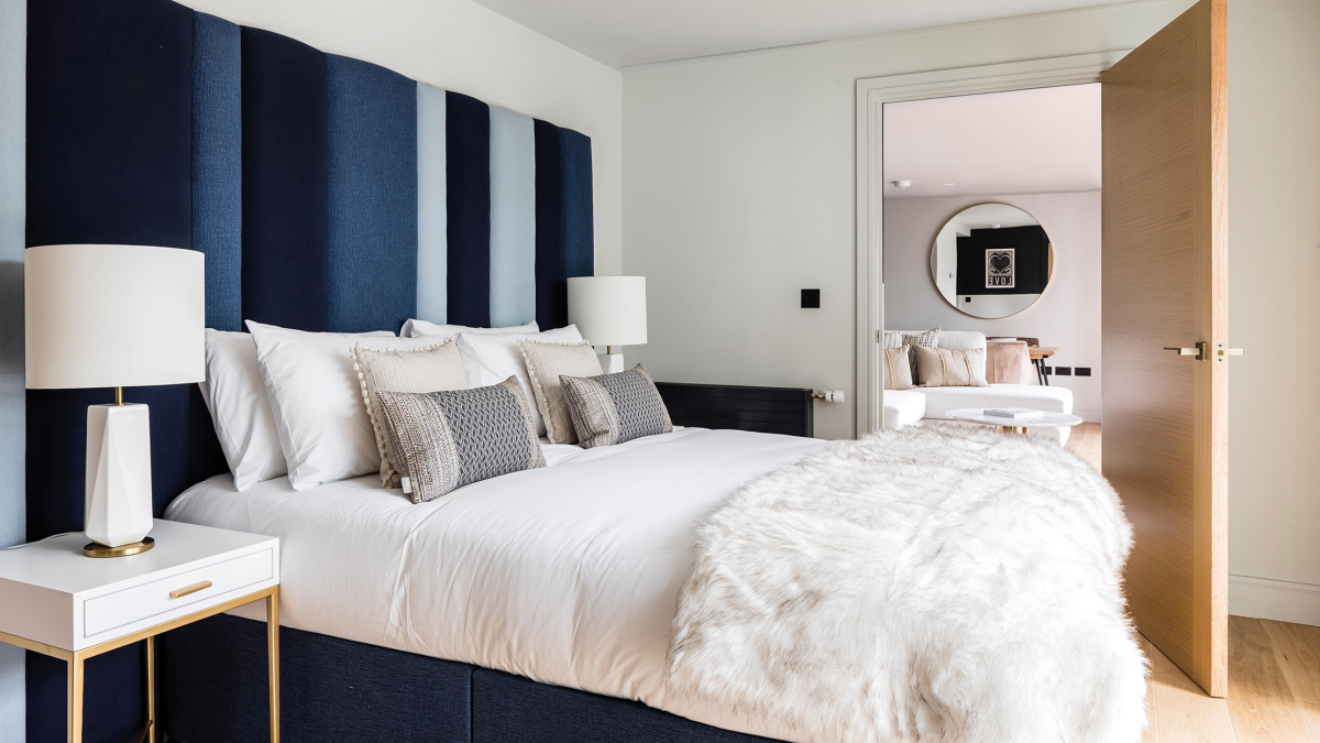 Bedroom at a Galliard Homes apartment, ©Galliard Homes.