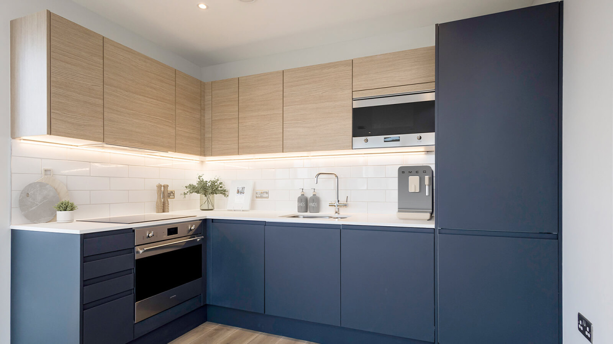 Kitchen area at Neptune Wharf ©Galliard Homes.