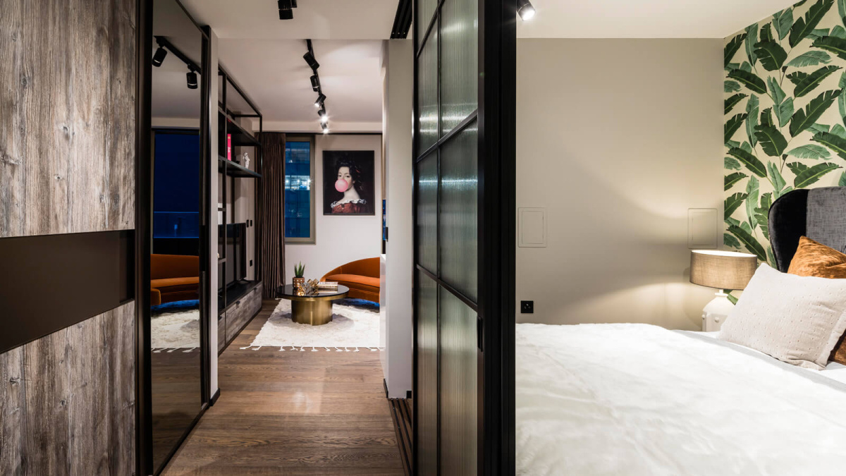 Hallway and bedroom at 212 The Stage, ©Galliard Homes.