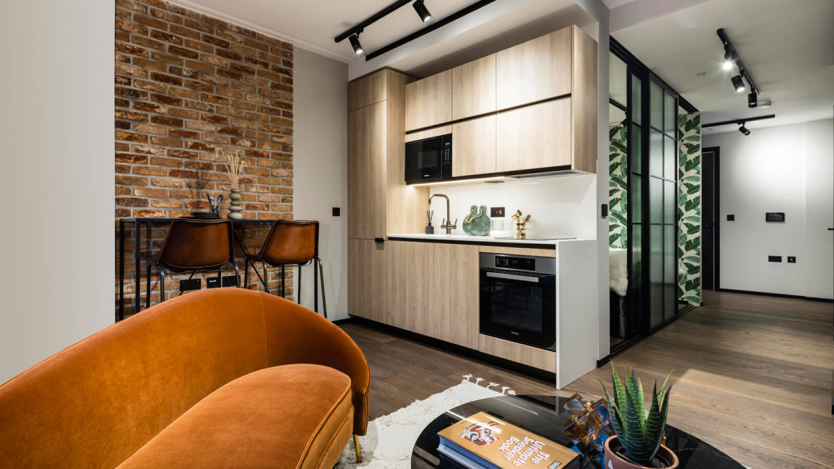 Open-plan living, dining and kitchen area at 212 The Stage, ©Galliard Homes.