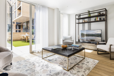Living area at a Wimbledon Grounds apartment, ©Galliard Homes. Living area at a Wimbledon Grounds apartment, ©Galliard Homes.