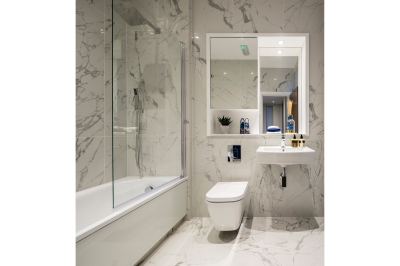 Bathroom at Orchard Wharf, image intended for illustrative purposes only, ©Galliard Homes. Bathroom at Orchard Wharf, image intended for illustrative purposes only, ©Galliard Homes.