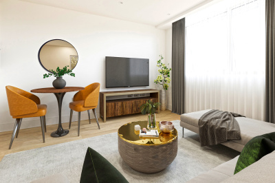 Open-plan kitchen and living area at a Galliard Homes apartment, computer generated image intended for illustrative purposes only, ©Galliard Homes. Open-plan kitchen and living area at a Galliard Homes apartment, computer generated image intended for illustrative purposes only, ©Galliard Homes.