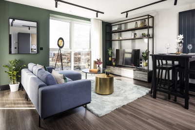 Open-plan living, kitchen and dining area at a Cityloft apartment, ©Galliard Homes. Open-plan living, kitchen and dining area at a Cityloft apartment, ©Galliard Homes.