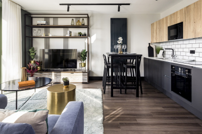 Open-plan living, kitchen and dining area at a Cityloft apartment, ©Galliard Homes. Open-plan living, kitchen and dining area at a Cityloft apartment, ©Galliard Homes.