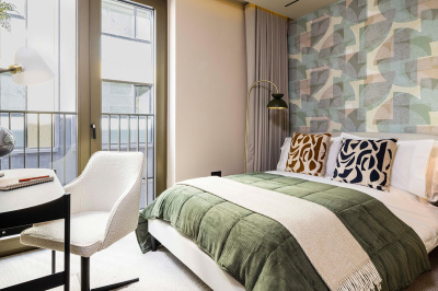 Bedroom at a TCRW SOHO apartment ©Galliard Homes.