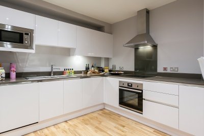 Kitchen area at a Galliard Homes show apartment, ©Galliard Homes. Kitchen area at a Galliard Homes show apartment, ©Galliard Homes.