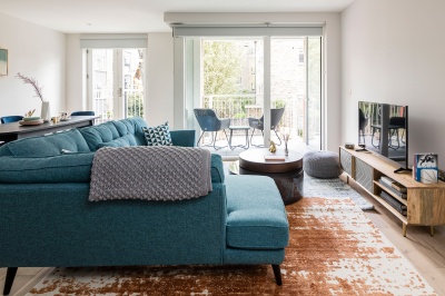 Living area in a Trilogy show apartment, ©Acorn Property Group. Living area in a Trilogy show apartment, ©Acorn Property Group.