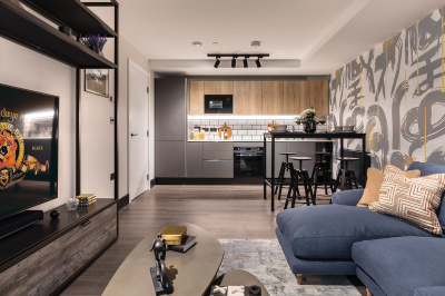 Open-plan kitchen, living and dining area in a Galliard Homes apartment, image intended for illustrative purposes only, ©Galliard Homes. Open-plan kitchen, living and dining area in a Galliard Homes apartment, image intended for illustrative purposes only, ©Galliard Homes.