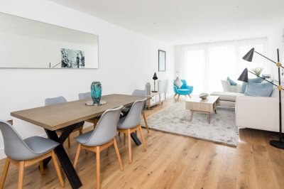 Dining area in a Galliard Homes apartment, ©Galliard Homes. Dining area in a Galliard Homes apartment, ©Galliard Homes.