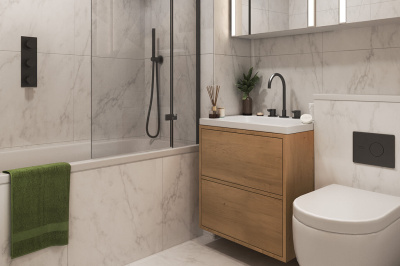 Bathroom at an Arena Quayside duplex apartment, computer generated image for illustrative use only, ©Galliard Homes. Bathroom at an Arena Quayside duplex apartment, computer generated image for illustrative use only, ©Galliard Homes.