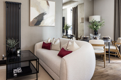 Living and dining area at an Arena Quayside duplex apartment, ©Galliard Homes. Living and dining area at an Arena Quayside duplex apartment, ©Galliard Homes.