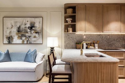 Living and kitchen area at this TCRW SOHO penthouse ©Galliard Homes.
