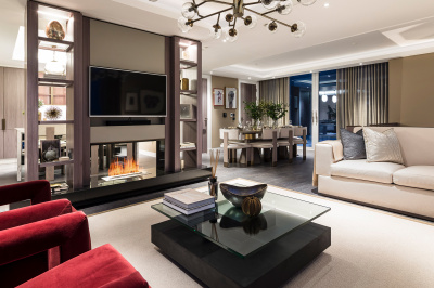 Open-plan living, kitchen and dining area at a Harbour Central duplex penthouse, ©Galliard Homes. Open-plan living, kitchen and dining area at a Harbour Central duplex penthouse, ©Galliard Homes.