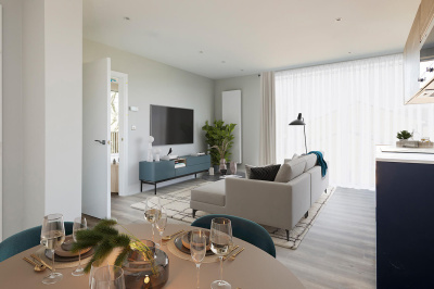 Living area in a Park Avenue Place apartment, computer generated image intended for illustrative use only, ©Galliard Homes. Living area in a Park Avenue Place apartment, computer generated image intended for illustrative use only, ©Galliard Homes.