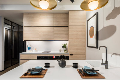 Kitchen and dining area at The Stage; image intended for illustrative purposes only, ©Galliard Homes.