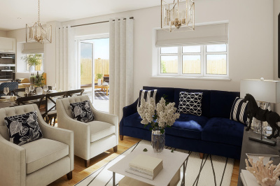 Open-plan living at a Barrelmans Point house, computer generated image intended for illustrative use only, ©Wavensmere