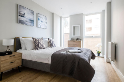 Bedroom at a Wimbledon Grounds apartment, ©Galliard Homes Bedroom at a Wimbledon Grounds apartment, ©Galliard Homes
