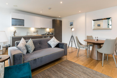Open-plan kitchen, living and dining area, ©Galliard Homes.