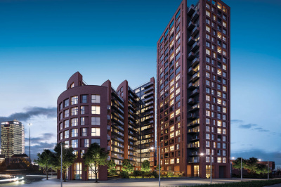 Orchard Wharf exterior, computer generated image intended for illustrative purposes only, ©Galliard Homes. Orchard Wharf exterior, computer generated image intended for illustrative purposes only, ©Galliard Homes.