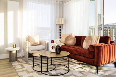 Living area at Neptune Wharf ©Galliard Homes. Living area at Neptune Wharf ©Galliard Homes.