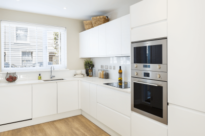 Open-plan kitchen, living and dining area at Brooks Dye Works, ©Acorn Property Group. Open-plan kitchen, living and dining area at Brooks Dye Works, ©Acorn Property Group.