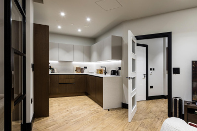 Kitchen area at an Arena Quayside duplex apartment, ©Galliard Homes. Kitchen area at an Arena Quayside duplex apartment, ©Galliard Homes.