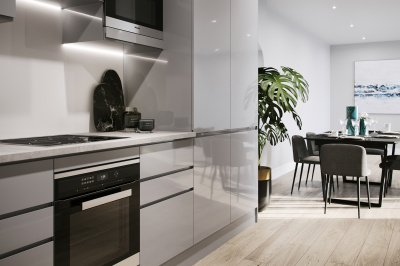 Kitchen at a Galliard Homes show apartment, ©Galliard Homes. Kitchen at a Galliard Homes show apartment, ©Galliard Homes.