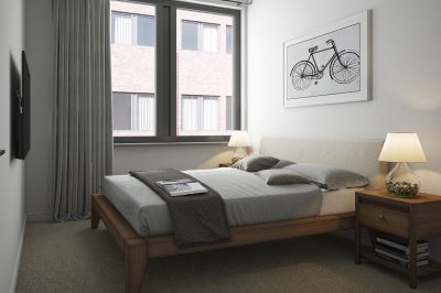 Bedroom area in a Galliard Homes apartment, computer generated image intended for illustrative purposes only, ©Galliard Homes. Bedroom area in a Galliard Homes apartment, computer generated image intended for illustrative purposes only, ©Galliard Homes.