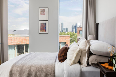 Bedroom at Neptune Wharf ©Galliard Homes. Bedroom at Neptune Wharf ©Galliard Homes.