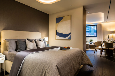 Bedroom area at a TCRW SOHO studio apartment ©Galliard Homes.