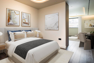 Bedroom area at a TCRW SOHO studio apartment, computer generated image intended for illustrative use only, ©Galliard Homes Bedroom area at a TCRW SOHO studio apartment, computer generated image intended for illustrative use only, ©Galliard Homes