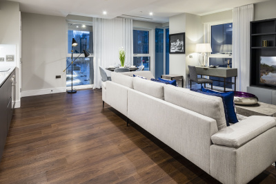 Open-plan kitchen, living and dining area at Harbour Central, Plot 101, ©Galliard Homes. Open-plan kitchen, living and dining area at Harbour Central, Plot 101, ©Galliard Homes.