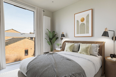 Bedroom in a Park Avenue Place apartment, computer generated image intended for illustrative use only, ©Galliard Homes. Bedroom in a Park Avenue Place apartment, computer generated image intended for illustrative use only, ©Galliard Homes.