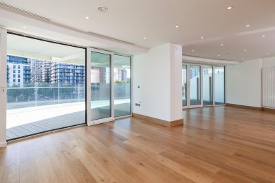 Reception room and terrace at a Baltimore Tower apartment, ©Galliard Homes. Reception room and terrace at a Baltimore Tower apartment, ©Galliard Homes.