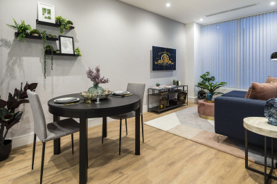 Open-plan kitchen and living area at Westgate House, ©Galliard Homes. Open-plan kitchen and living area at Westgate House, ©Galliard Homes.