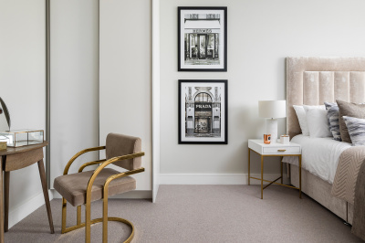 Bedroom at an Orchard Wharf apartment, ©Galliard Homes.