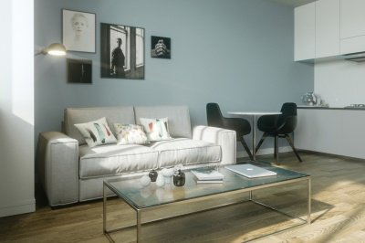 Living area at a Craneshaw House apartment, ©Galliard Homes. Living area at a Craneshaw House apartment, ©Galliard Homes.