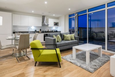 Living area at a Galliard Homes show apartment, ©Galliard Homes. Living area at a Galliard Homes show apartment, ©Galliard Homes.