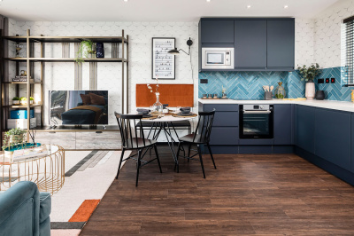 A typical kitchen, living and dining area at a Galliard Homes Highlife Collection show apartment, ©Galliard Homes. A typical kitchen, living and dining area at a Galliard Homes Highlife Collection show apartment, ©Galliard Homes.