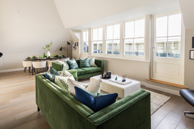 Living area in penthouse F5 at Hope House, ©Acorn Property Group. Living area in penthouse F5 at Hope House, ©Acorn Property Group.