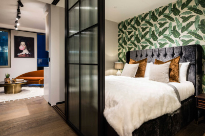 Bedroom area in a studio suite at The Stage, ©Galliard Homes. Bedroom area in a studio suite at The Stage, ©Galliard Homes.