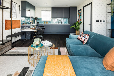 A typical kitchen, living and dining area at a Galliard Homes Highlife Collection show apartment, ©Galliard Homes. A typical kitchen, living and dining area at a Galliard Homes Highlife Collection show apartment, ©Galliard Homes.