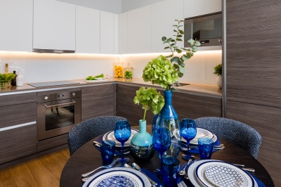 Kitchen in a Galliard Homes show apartment, ©Galliard Homes. Kitchen in a Galliard Homes show apartment, ©Galliard Homes.