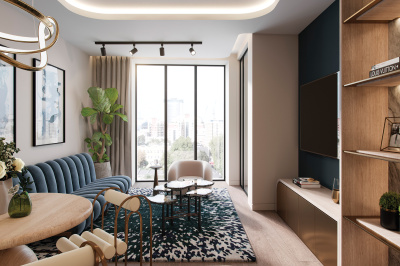 Living area at TCRW SOHO; image intended for illustrative purposes only, ©Galliard Homes. Living area at TCRW SOHO; image intended for illustrative purposes only, ©Galliard Homes.