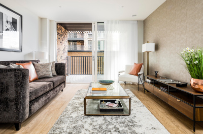Living area at a Wimbledon Grounds apartment, ©Galliard Homes. Living area at a Wimbledon Grounds apartment, ©Galliard Homes.