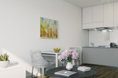 Kitchen area at a Craneshaw House apartment, ©Galliard Homes. Kitchen area at a Craneshaw House apartment, ©Galliard Homes.