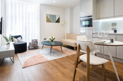 Living area at a Galliard Homes apartment, ©Galliard Homes Living area at a Galliard Homes apartment, ©Galliard Homes