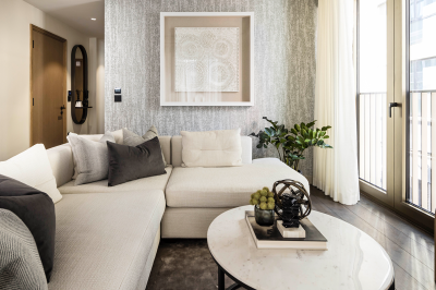Living area at a TCRW SOHO apartment ©Galliard Homes.