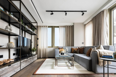 Open-plan living and dining room at Apartment 213 The Stage, ©Galliard Homes.
